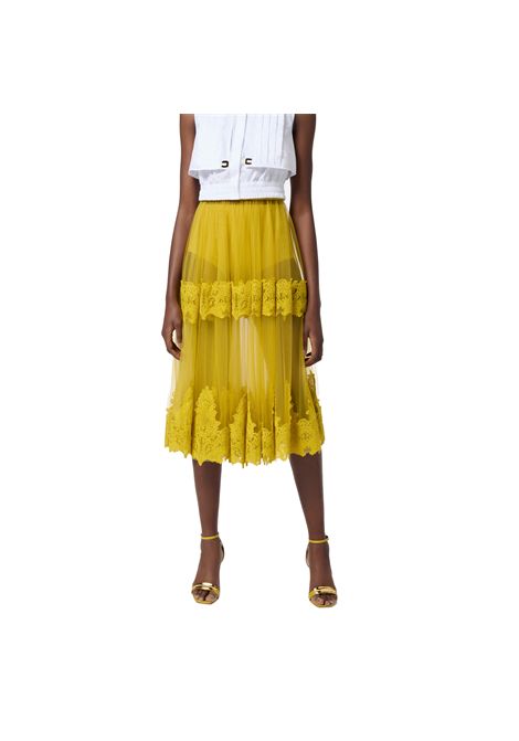 Gonna Elisabetta Franchi donna GO04252E2 DC6 senape tulle decorazioni pizzo ELISABETTA FRANCHI | Gonne | GO04252E2DC6